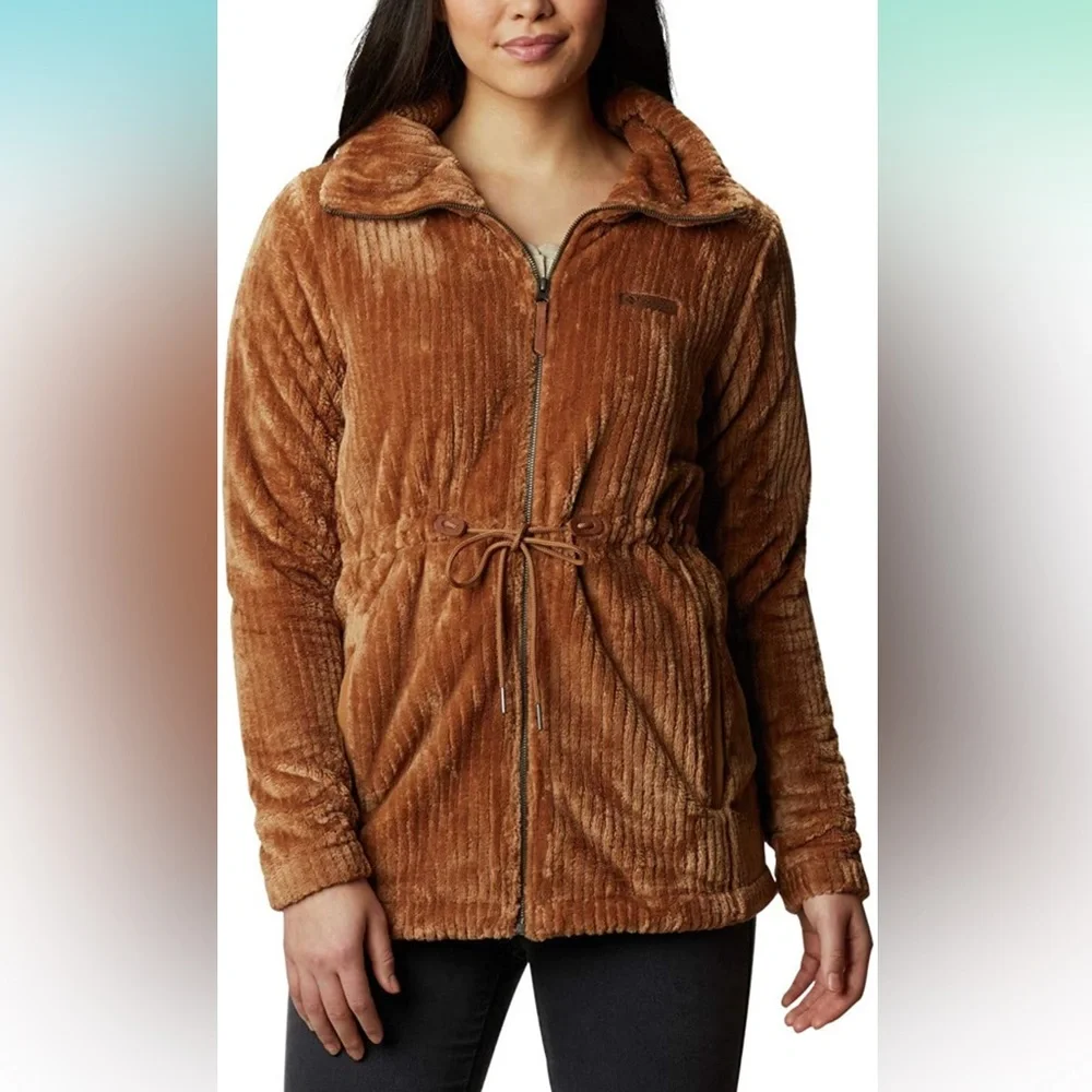 NWT Columbia Women's Fire Side Sherpa Long Full Zip, Elk Stripe, Small & Medium - Picture 1 of 5
